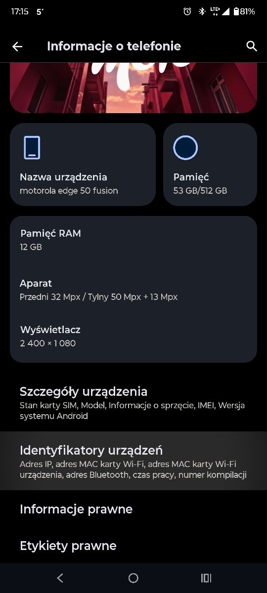 Motorola Edge 50 Fusion, stan idealny, 3 etui, folia na ekranie, gw