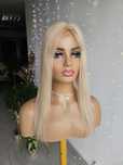 Długi topper z włosów naturalnych Fibi blond refleksy 49 cm tupet mono