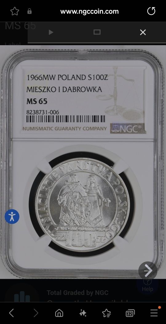 Moneta Mieszko I Dąbrówka MS 65