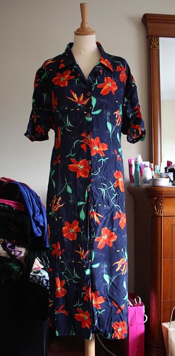 Vestido 80's Vintage Azul com Padrão Floral