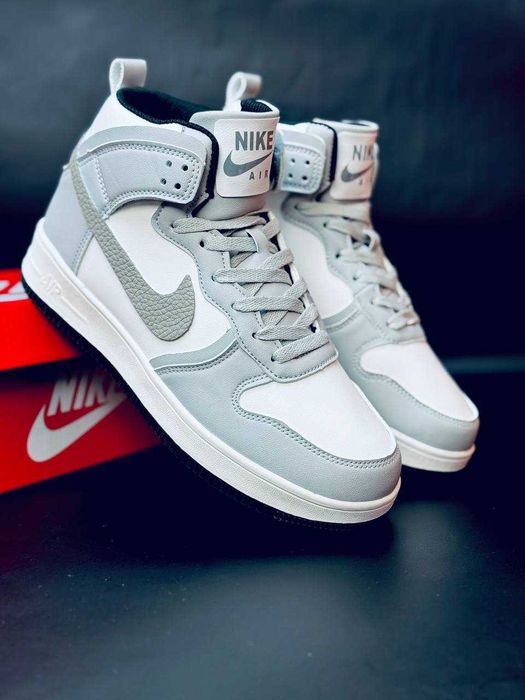 Мужские зимние кроссовки на меху найк серые топ цена!