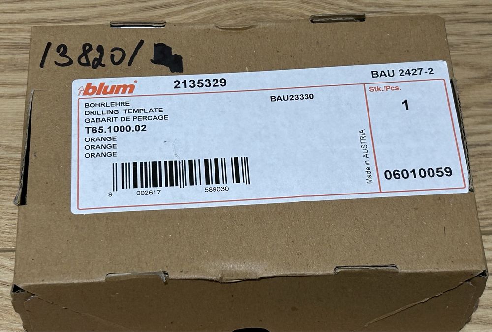 Blum szablon wzornik wiertarski T65.1000.02 nowy