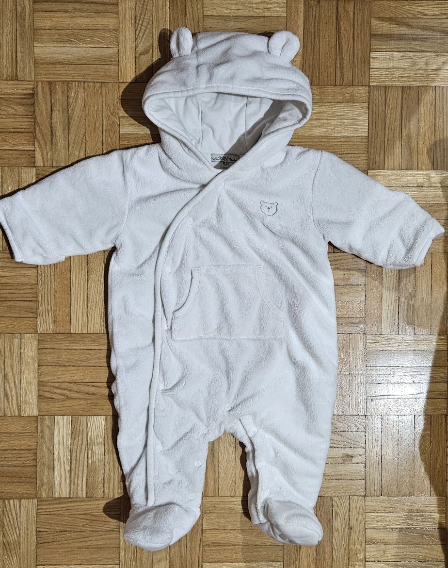Kombinezon zimowy biały Miś misio 3 msc newborn niemowlak 62 chrzest