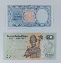 zestaw banknotów 10 i 50  piastrów , Egipt  , 2 szt