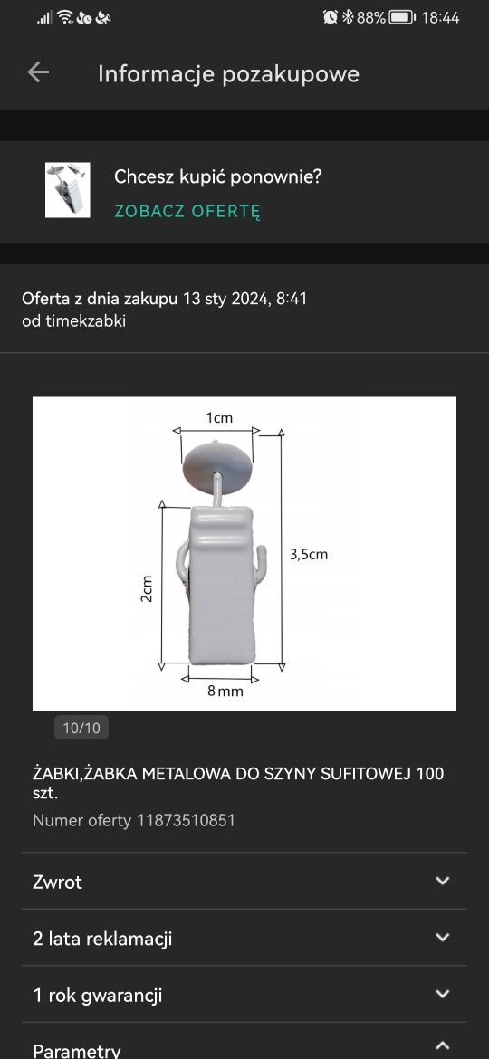 Żabki metalowe do szyny sufitowej 90 szt