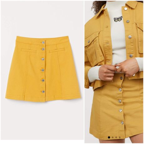 H&M Spódnica 36/S Żółty Jeans H&M x Denim