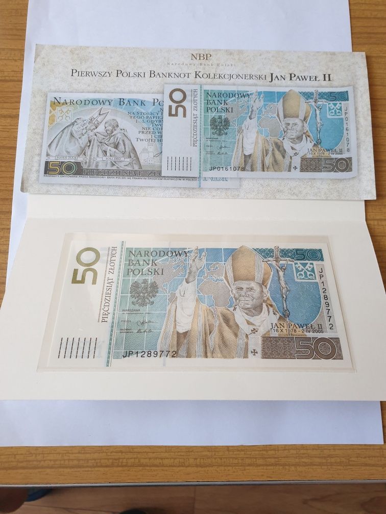 Banknot kolekcjonerski 50 zł Jan Paweł II plus folder