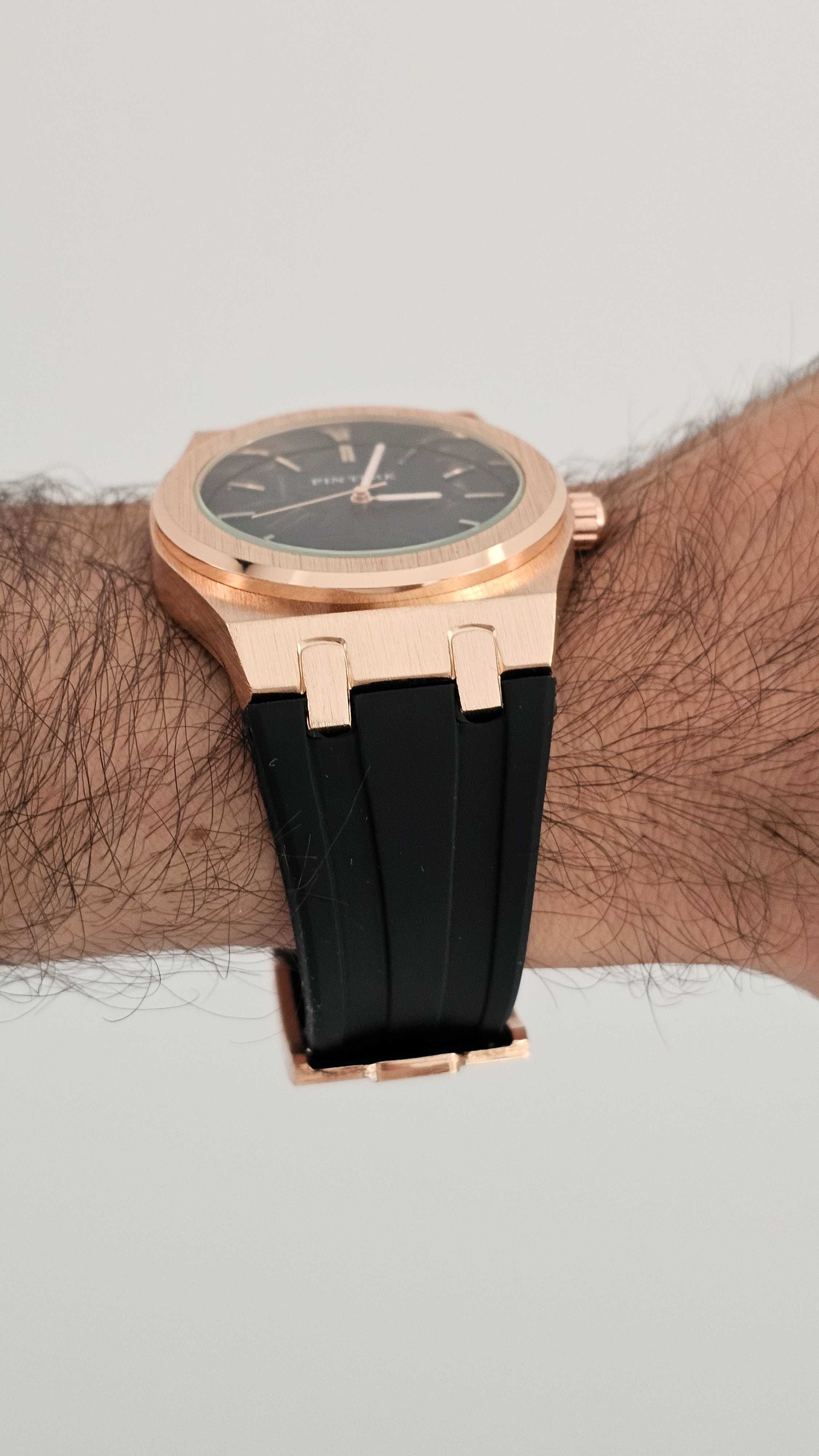 Relógio Quartz Preto Rosa Dourado