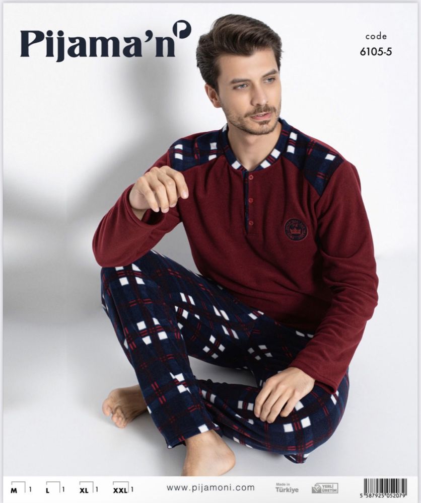 Теплые флисовые мужские пижамы