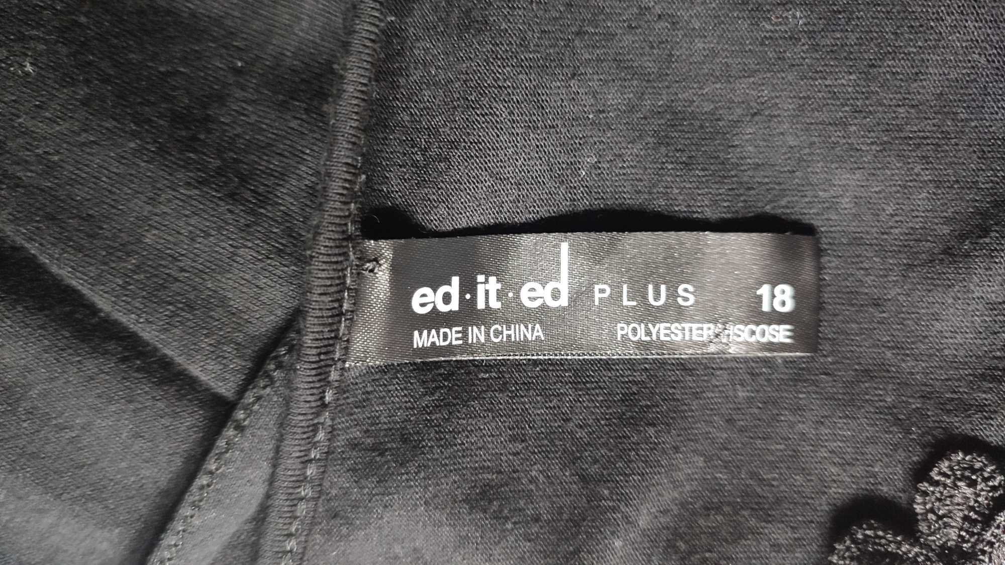 Sukienka długa maxi bez rękawów plus size ozdobny dekolt z koronki 46