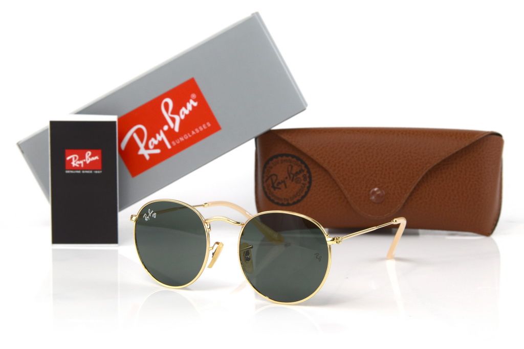 Сонцезахисні окуляри Ray Ban Round Metal 3447-black-g. Акція.