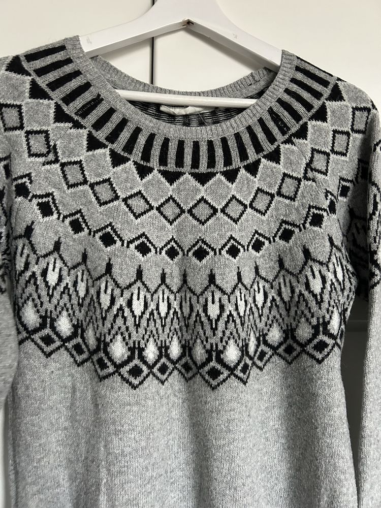 Szary świąteczny sweterek z alpaki H&M L.O.G.G. 38
