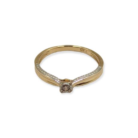 Złoty pierścionek z brylantem pr375 r.13 - PLUS Lombard * CERTYFIKAT*