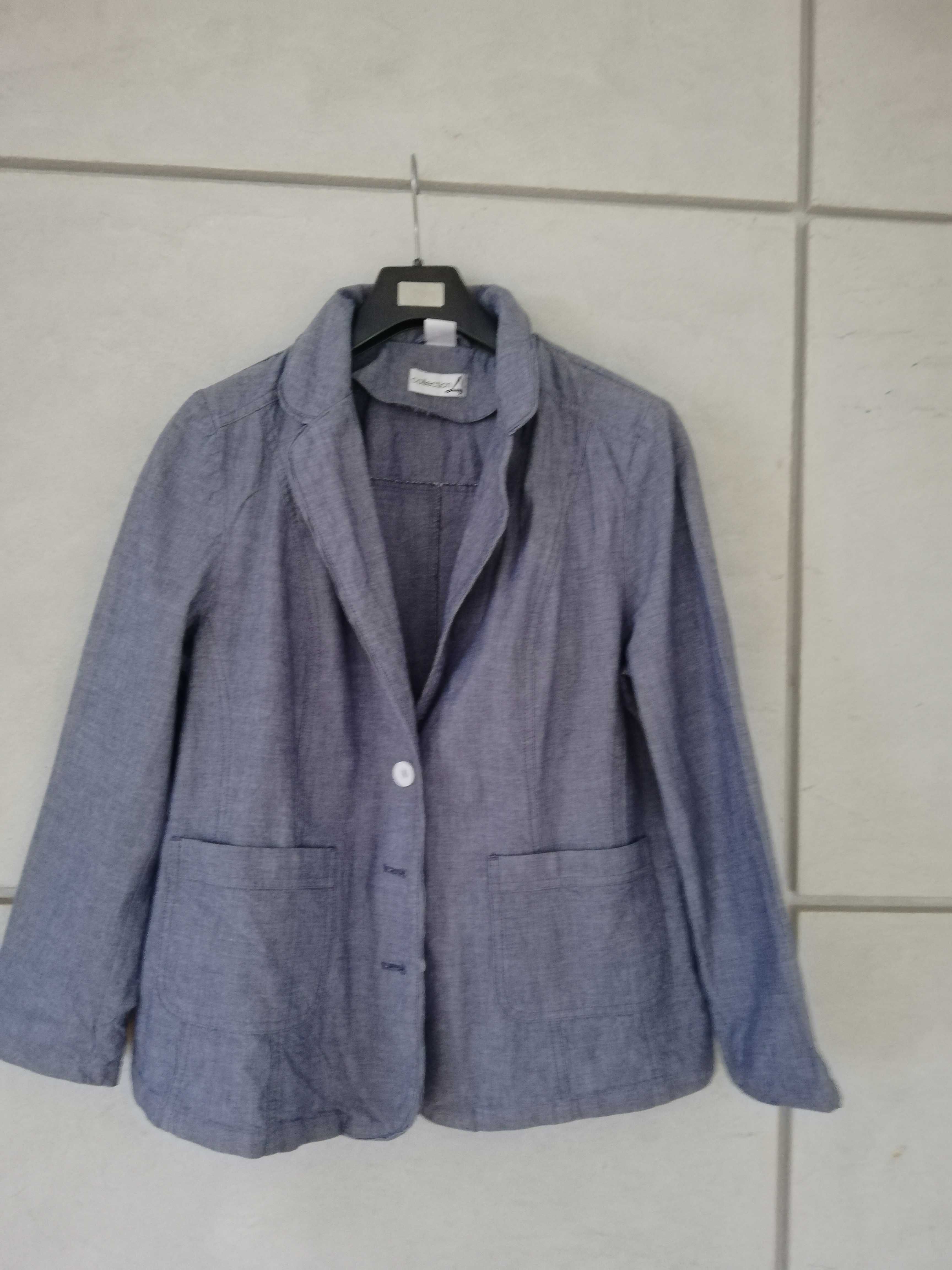 Collection L granatowa marynarka 100% bawełna r.44
