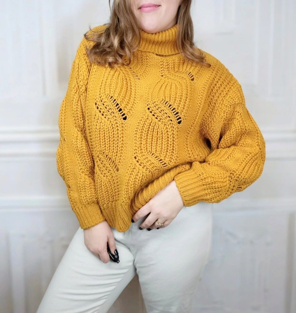 Sweter ażurowy oversize luźny obszerny plus size 44 46 h&m