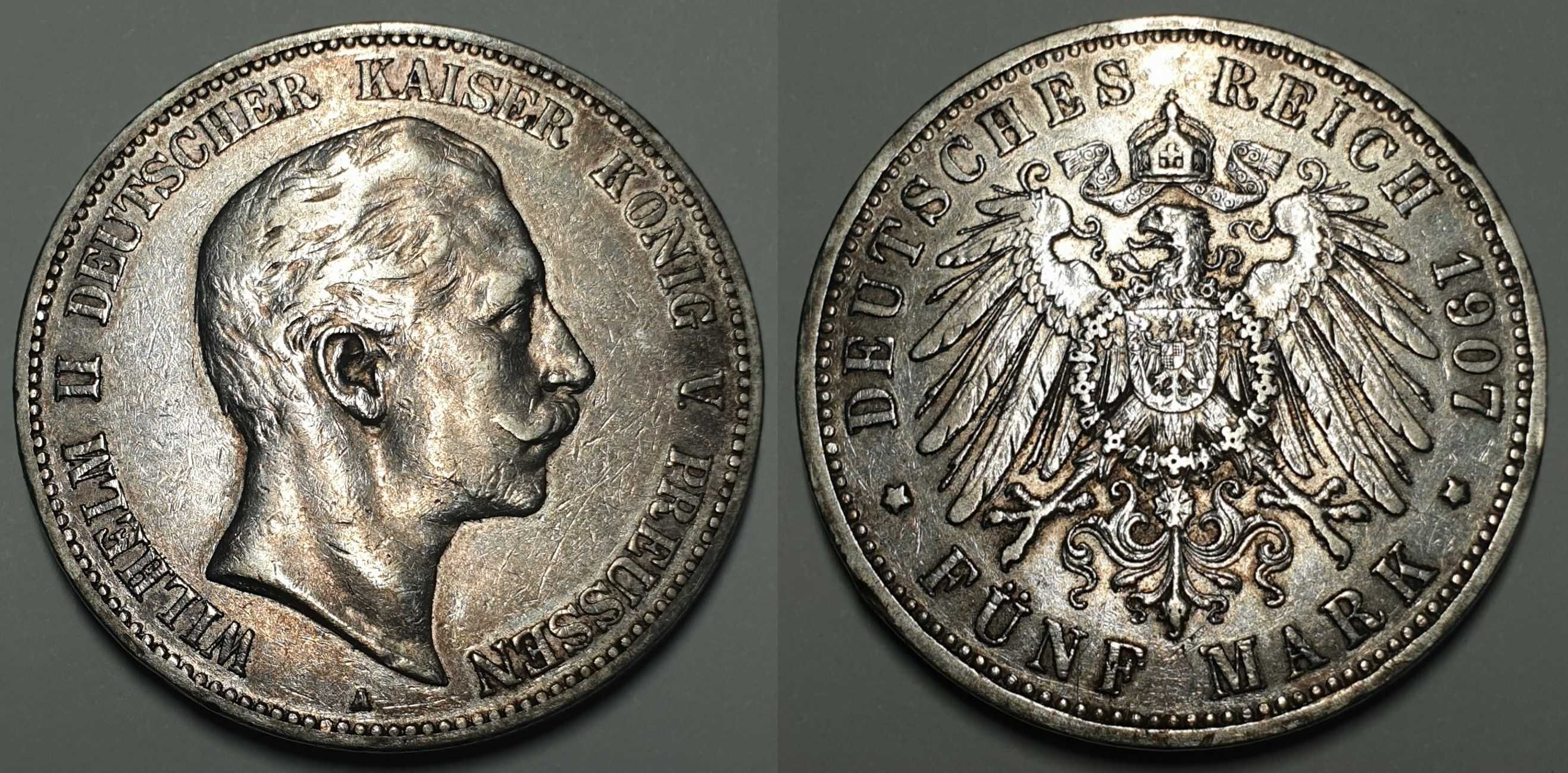 Moneta Niemcy Prusy 5 Marek 1907