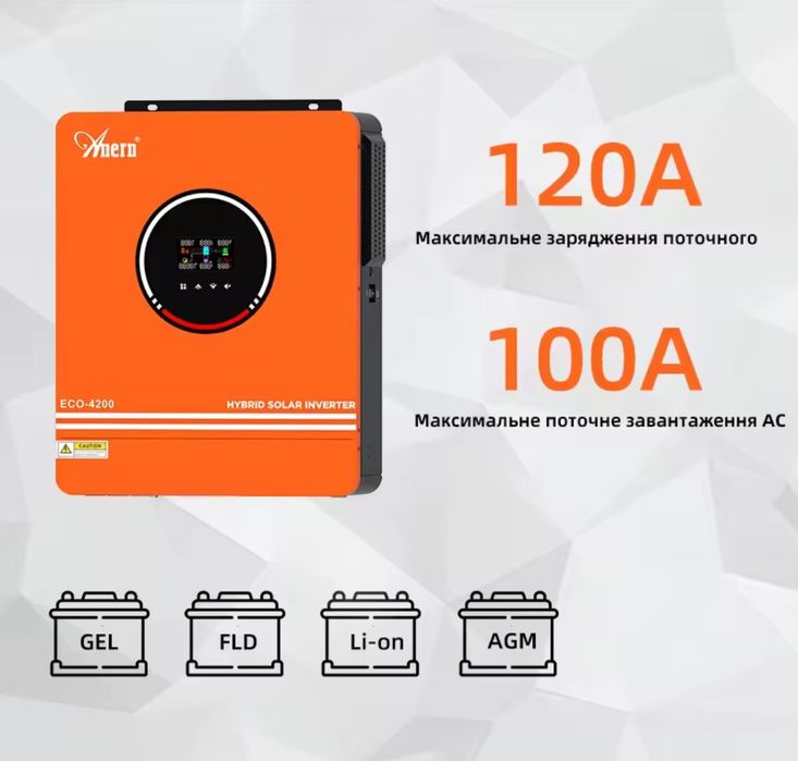 Інвертор Anern 4.2 кВт 24V MPPT — Надійне рішення для вашого дому!