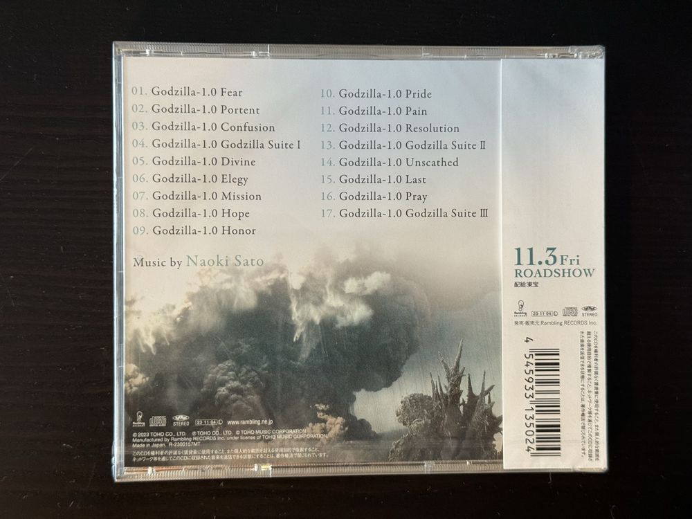 Godzilla Minus One G-1.0 CD OST Japan Naoki Sato