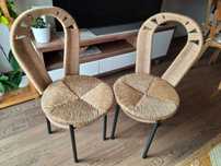 Krzesła boho retro vintage plecione juta, trawa morska