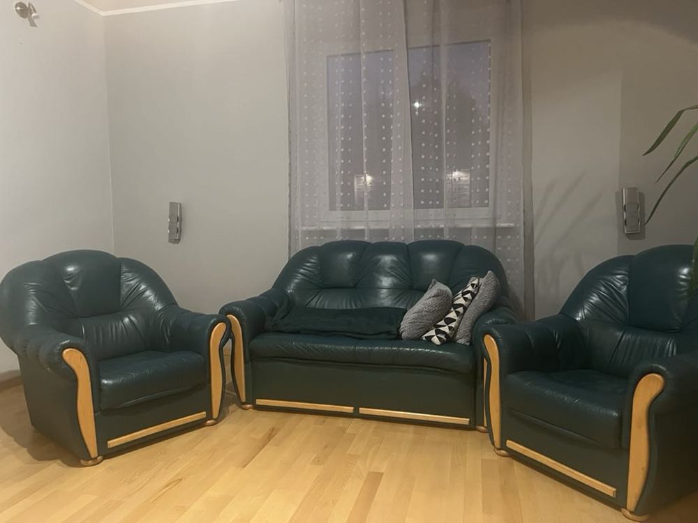 Zestaw mebli salonowych ciemnozielonych
