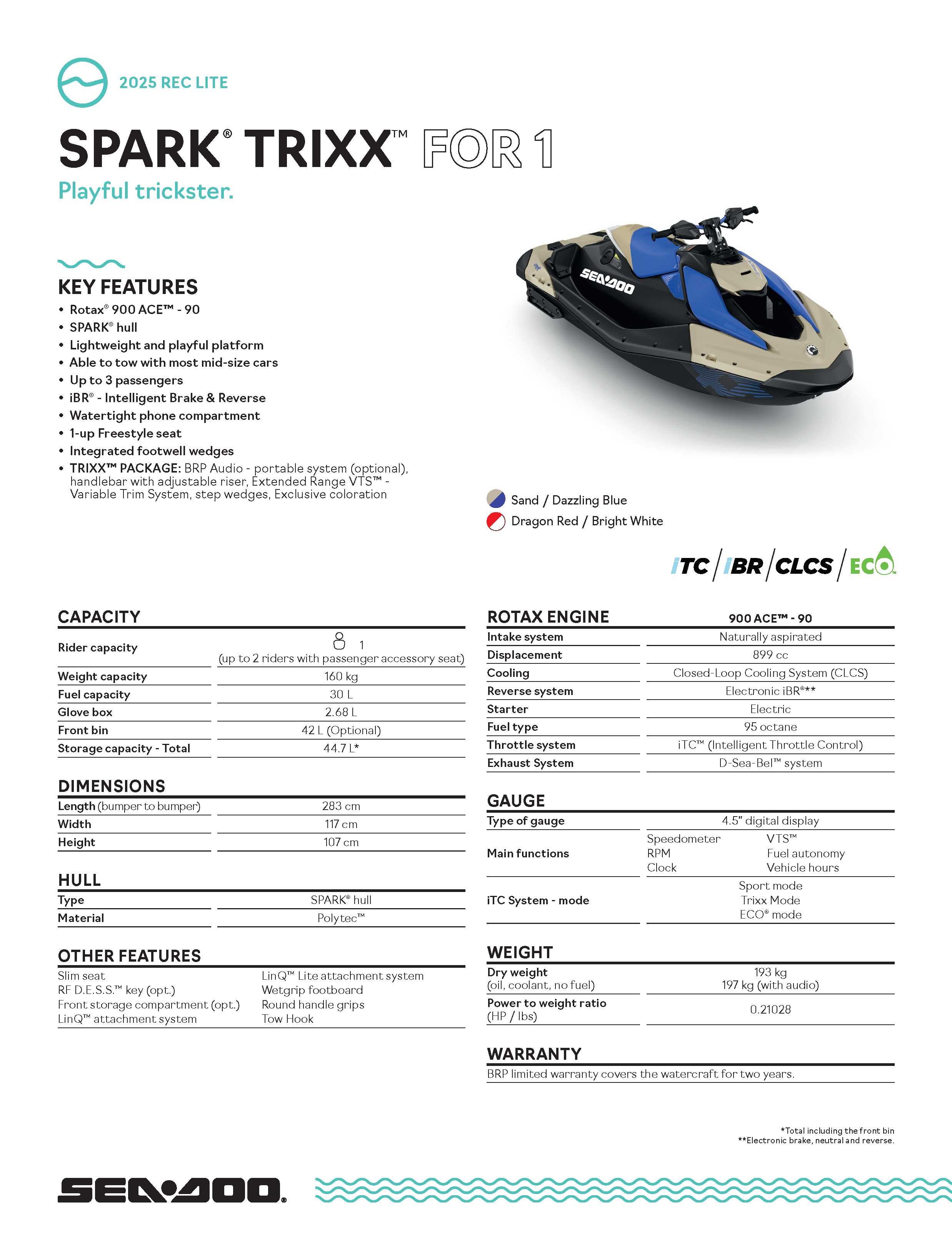 Skuter wodny Sea Doo Spark Trixx 1up 90 iBR Model 2025 RABAT OD RĘKI