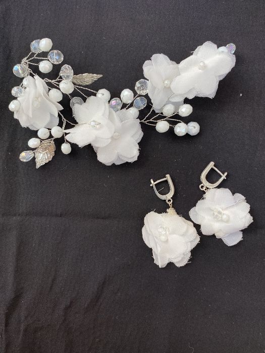 Набор серьги+заколка для волос для невесты (фотосесии)