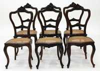 CADEIRAS EM PAU SANTO SEC. XIX - Conjunto de seis cadeiras românticas