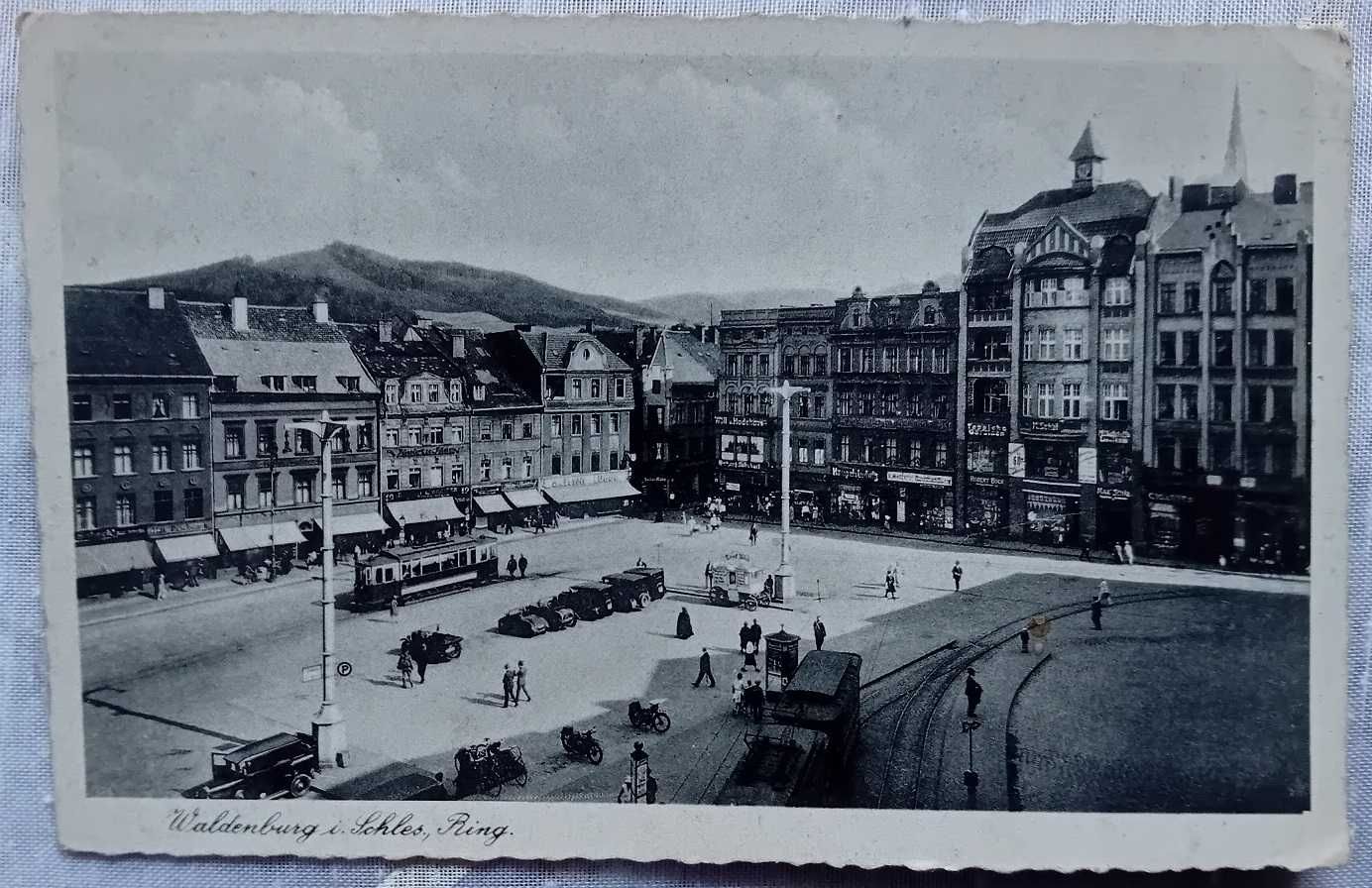 Pocztówka Waldenburg Wałbrzych Rynek Przedwojenna