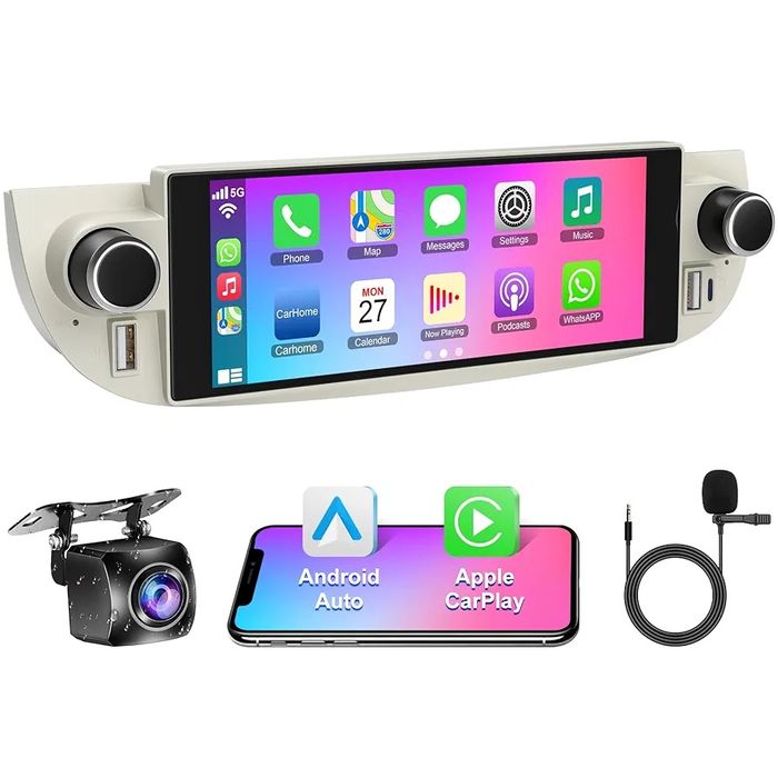 Radio samochodowe do Fiat500 kamera cofania AndroidAuto CarPlay Nowe