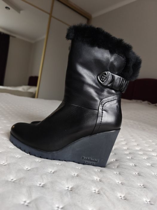 Baldinini botki na koturnie skórzane skóra naturalna czarne kozaki 40
