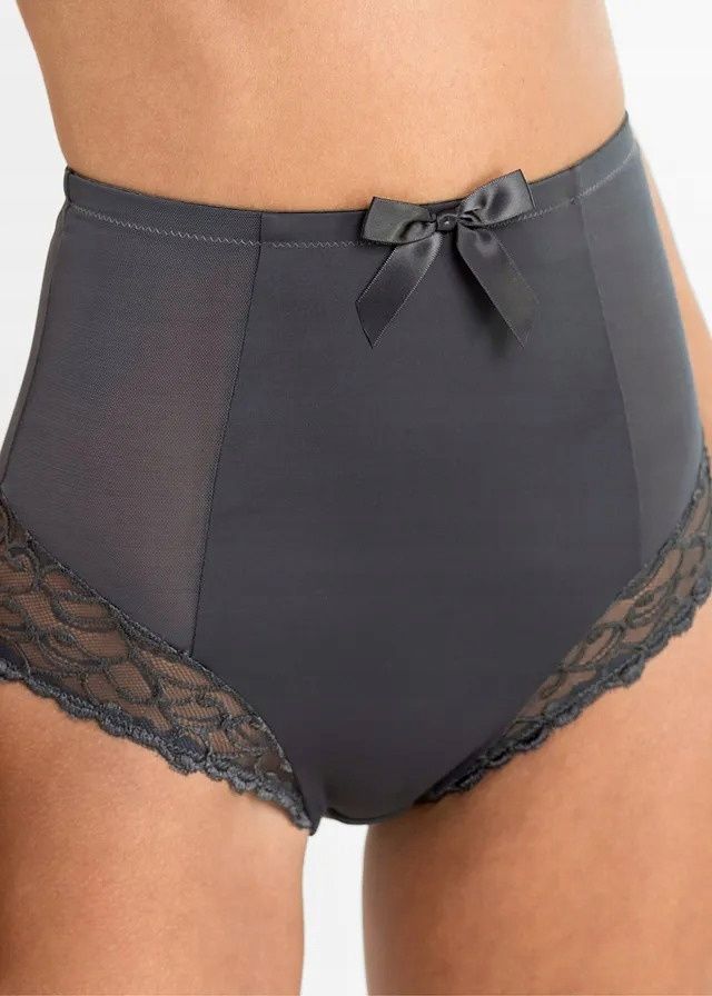 B.P.C. majtki figi panty shape antracytowe z koronką r.36