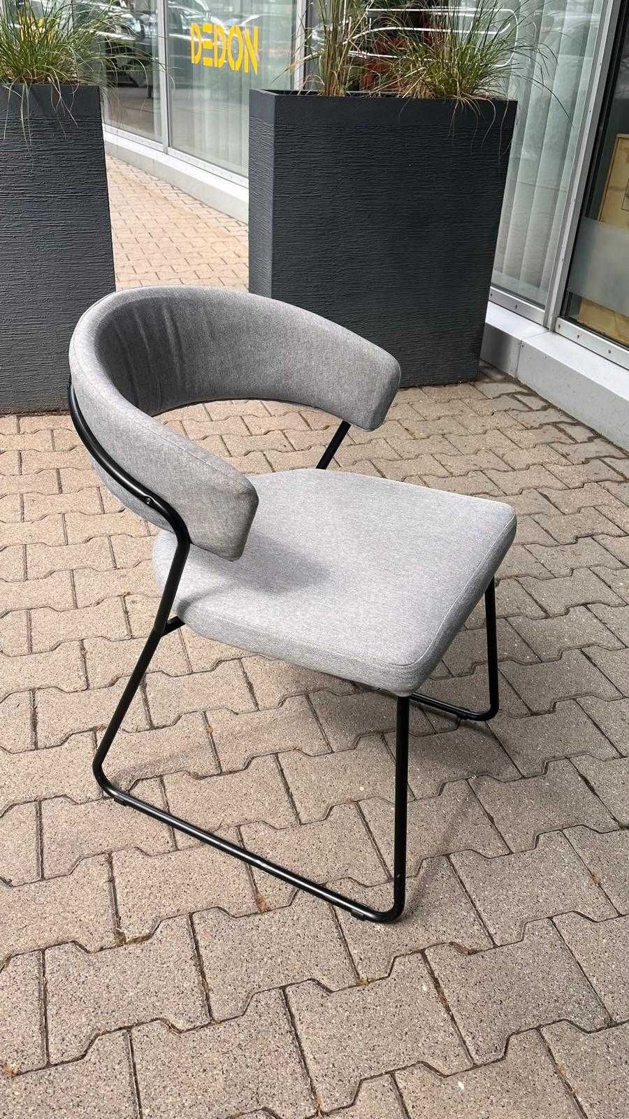Krzesło tapicerowane szare z metalowymi nogami komplet 8 szt.