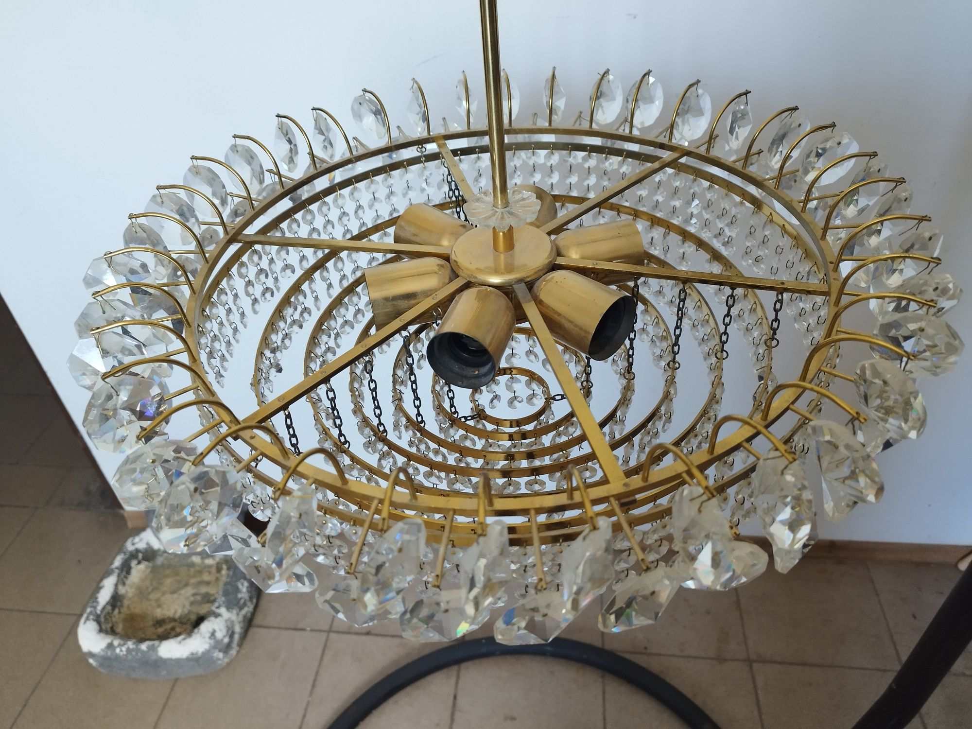 żyrandol plafon kryształowy ANYK lata 60