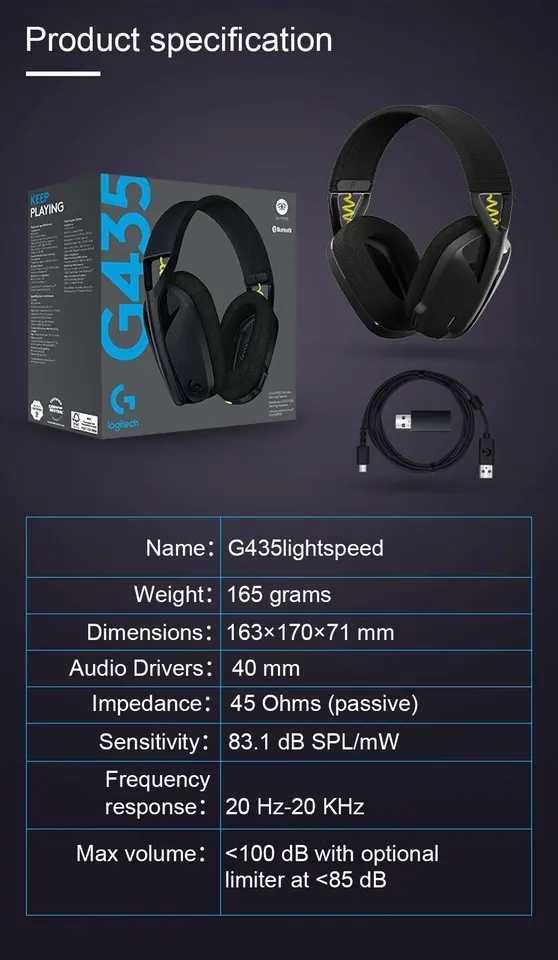 ТОП!!!Наушники Logitech G435 LIGHTSPEED Wireless Gaming Headset