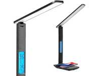 Lampa biurkowa Alogy LED ładowarka indukcyjna Qi 10W z wyświetlaczem