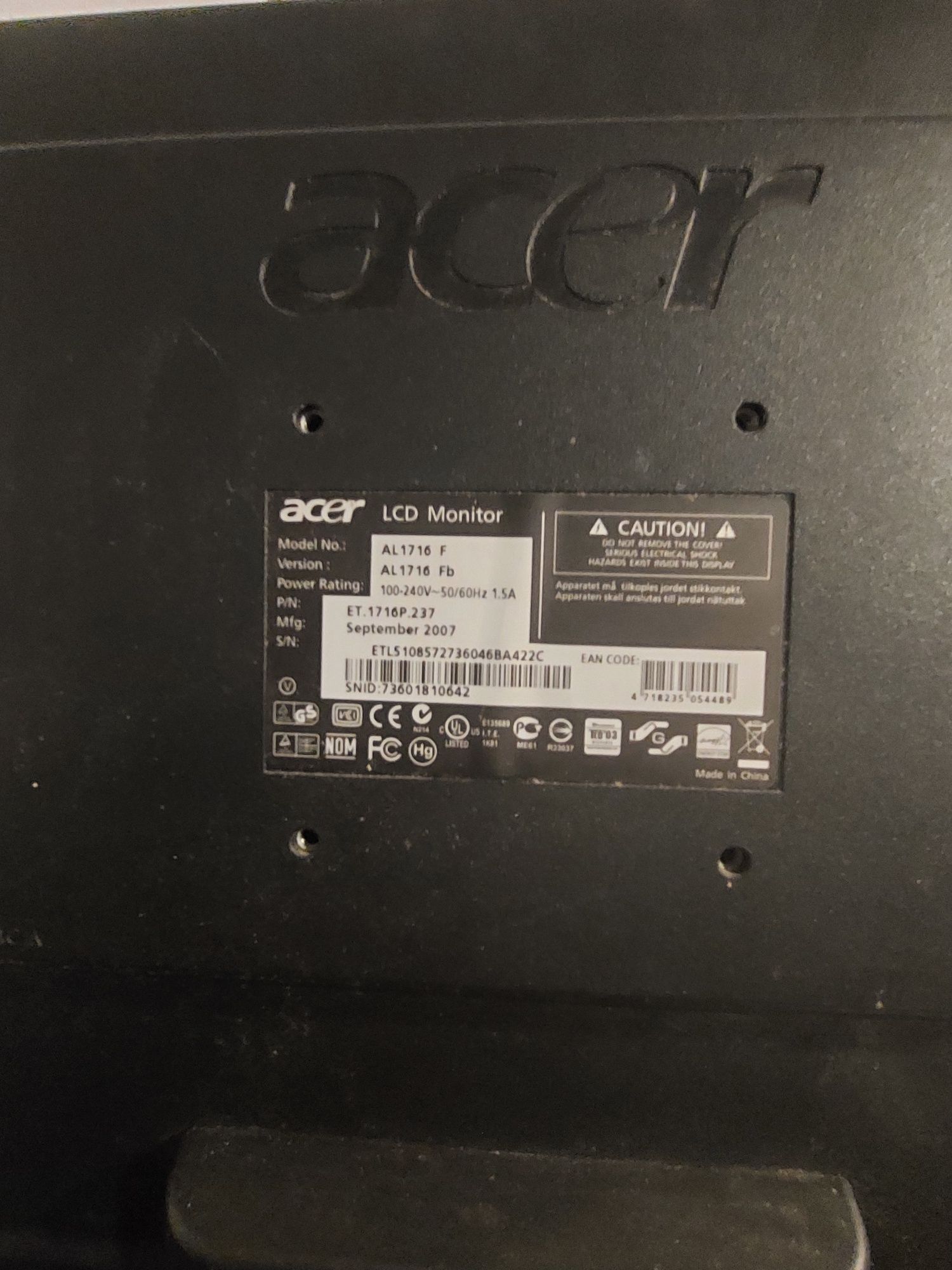 Monitor Acer AL1716 F FB