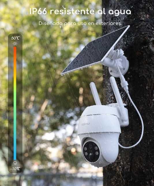 Camara de Vigilância Sem WI-FI 2K 360 IP65 Exterior Painel Solar