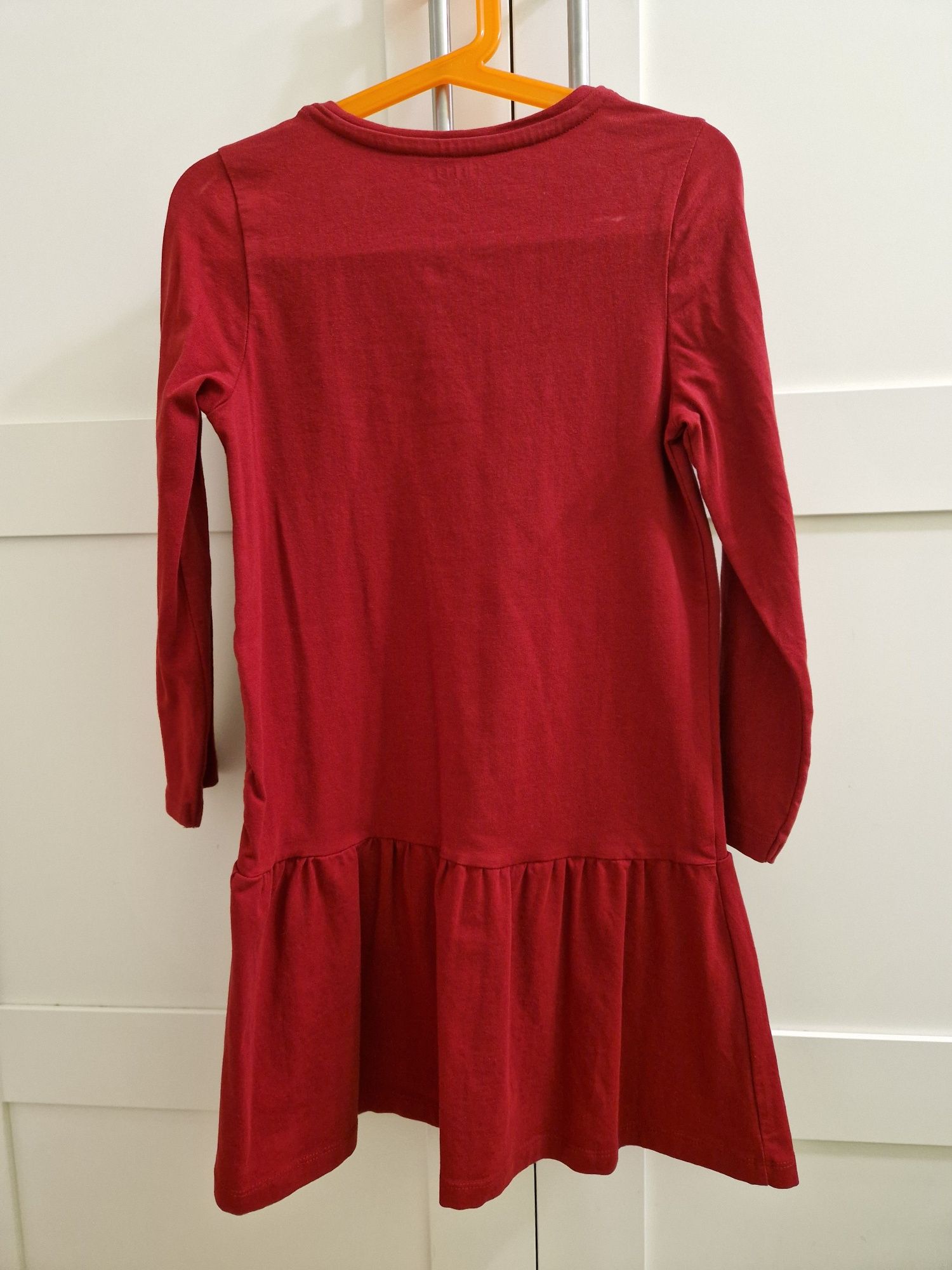 Czerwona sukienka z długimi rękawami Zalando 122/128