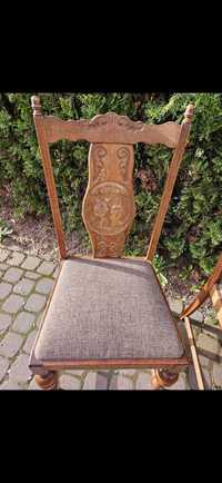 Krzesła Stylowe Rzeźbione Dębowe 6 sztuk