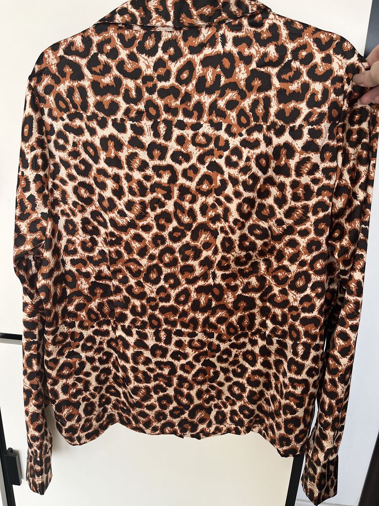 A’la satynowa koszula oversize panterka leopard