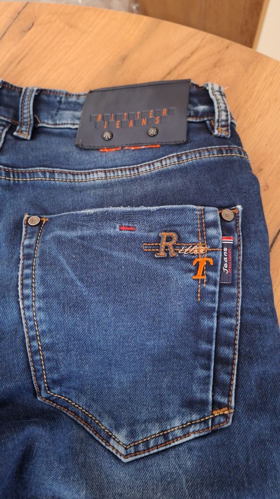Jeansy rurki S granatowe