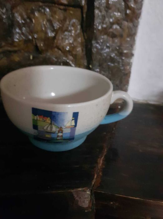 Jogo de chá em porcelana desenhos marítimos