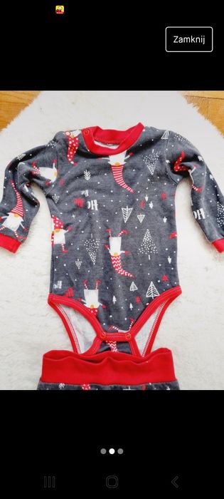 Komplet body i pajacyk świąteczny