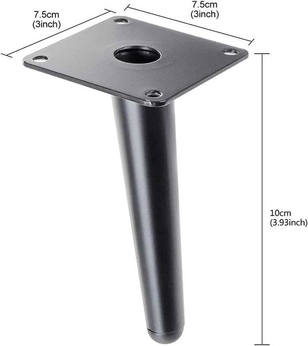 Nogi do mebli stołu metalowe 10cm czarne 4szt