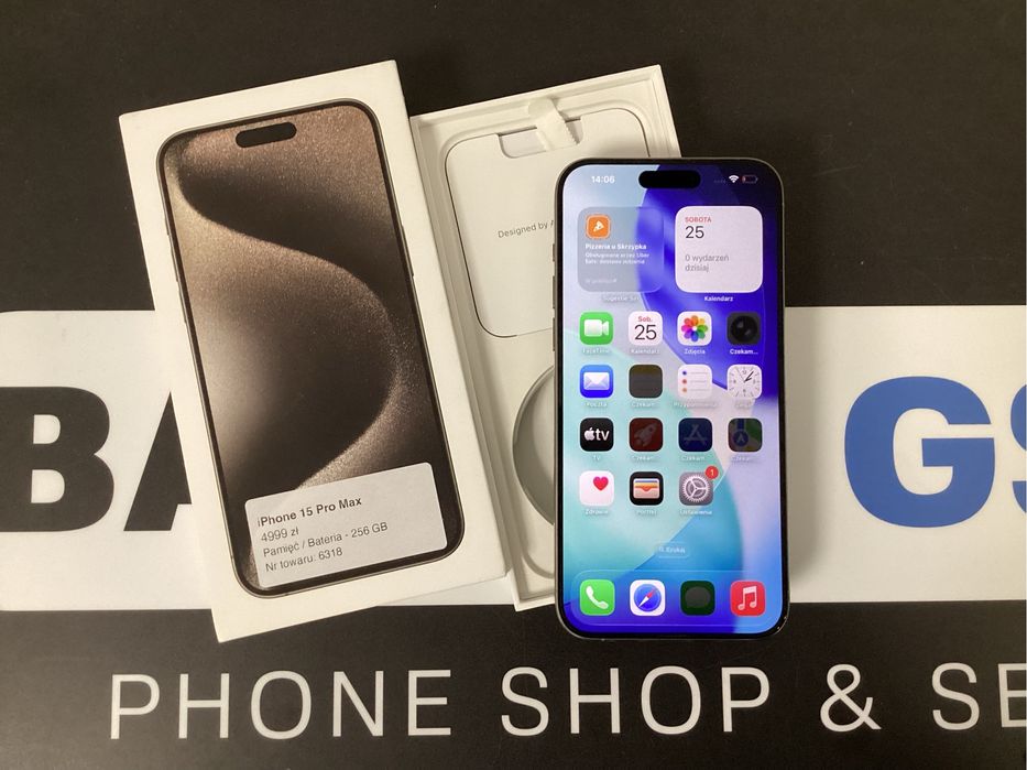 Sklep bardzo ladny Apple Iphone 15 Pro Max 256g natural bateria 89%