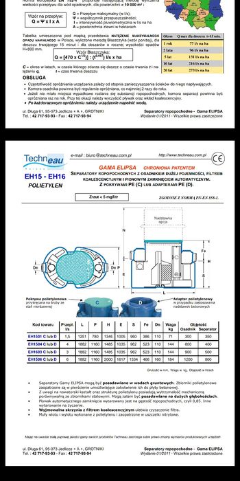 Przemyslowy Separator oleju Techneau EH15-EH16