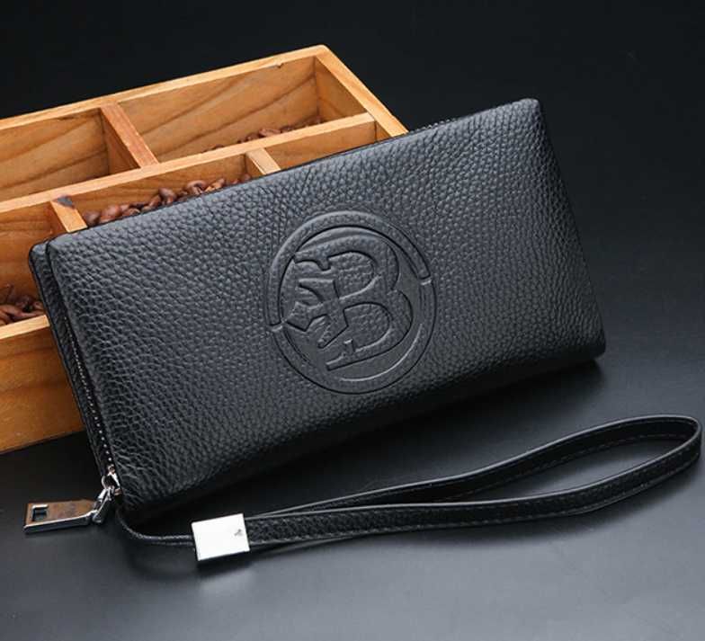 Мужской кожаный кошелек клатч с отделом для телефона чоловічий гаманец