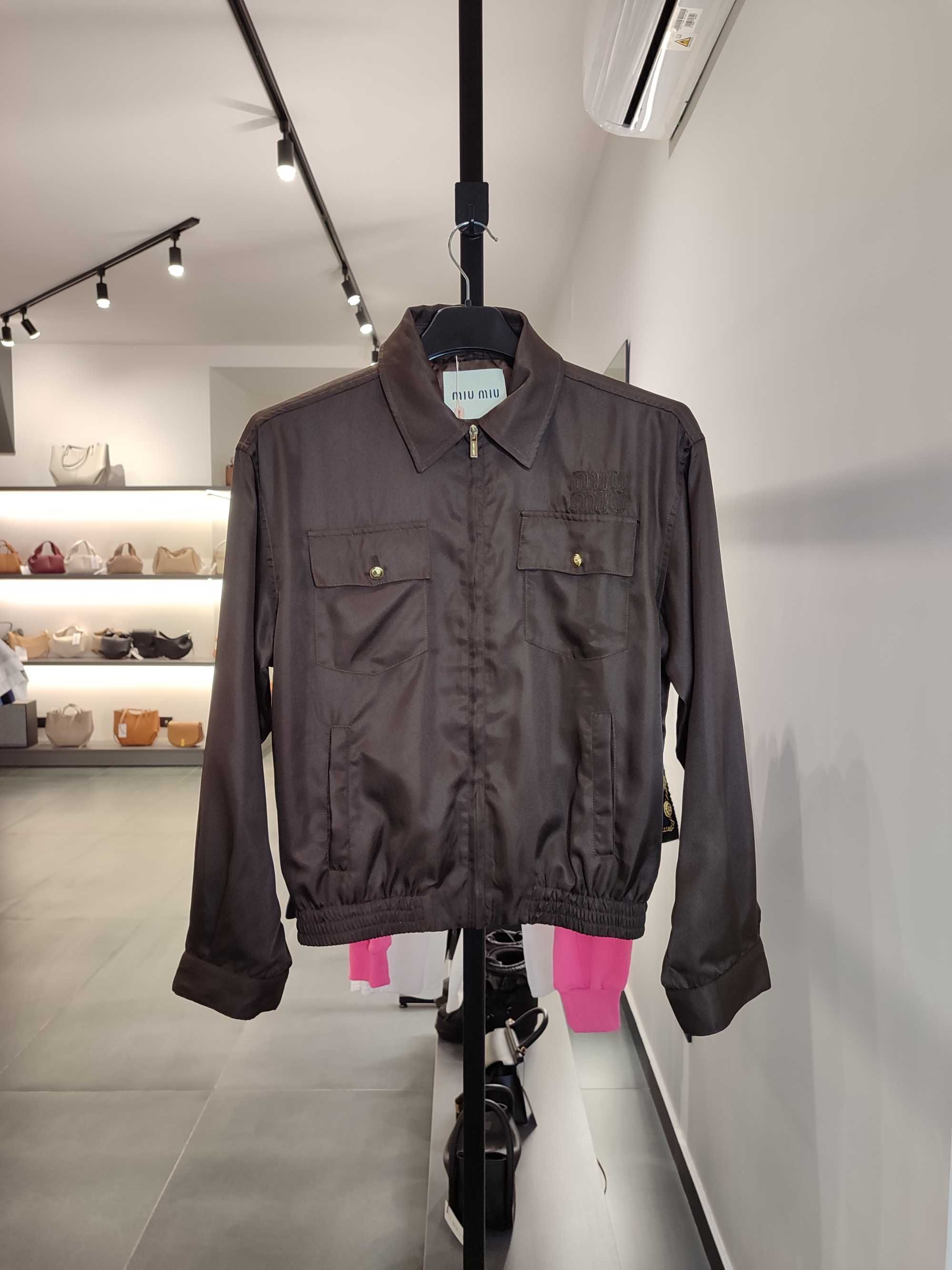 Куртка Miu Miu Washed Gabardine Blouson Jacket Cocoa Brown