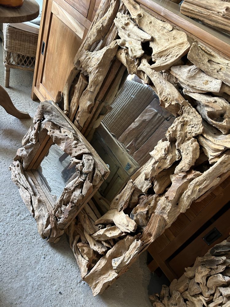 Lustro TEAK lite drewno rama z drewna egzotyczne
