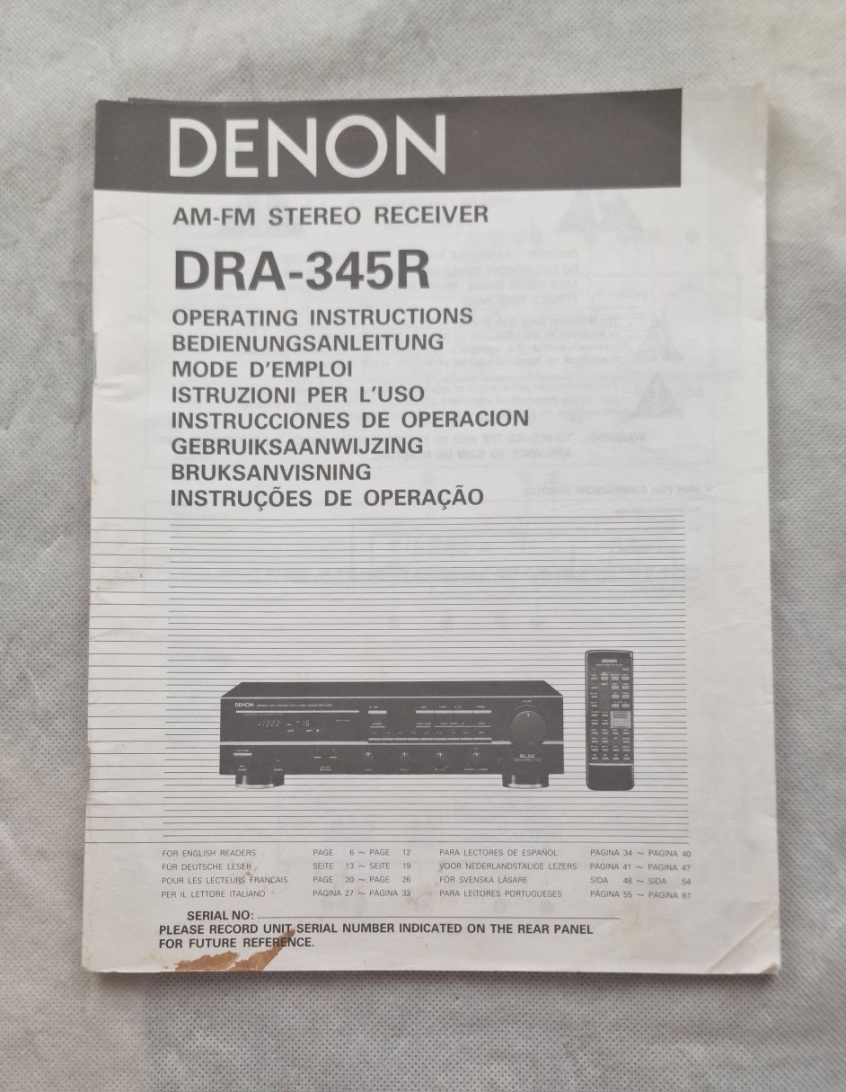 Instrukcja obsługi amplituner Denon DRA-345R